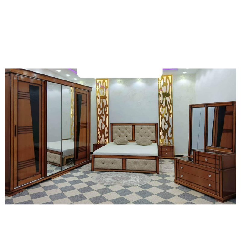 CHAMBRE A COUCHER 4 PORTES COULISSANTES BOIS ROUGE