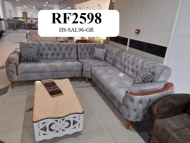 SALON L GRIS PIEDS BOIS